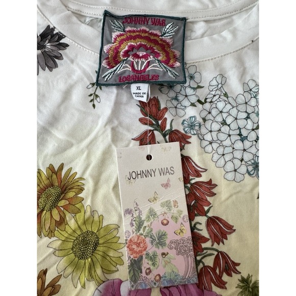 New JOHNNY WAS Tunic Top Women's XL Floral 3/4 Sleeve Bohemian Stretch‎ Boho - Picture 13 of 13